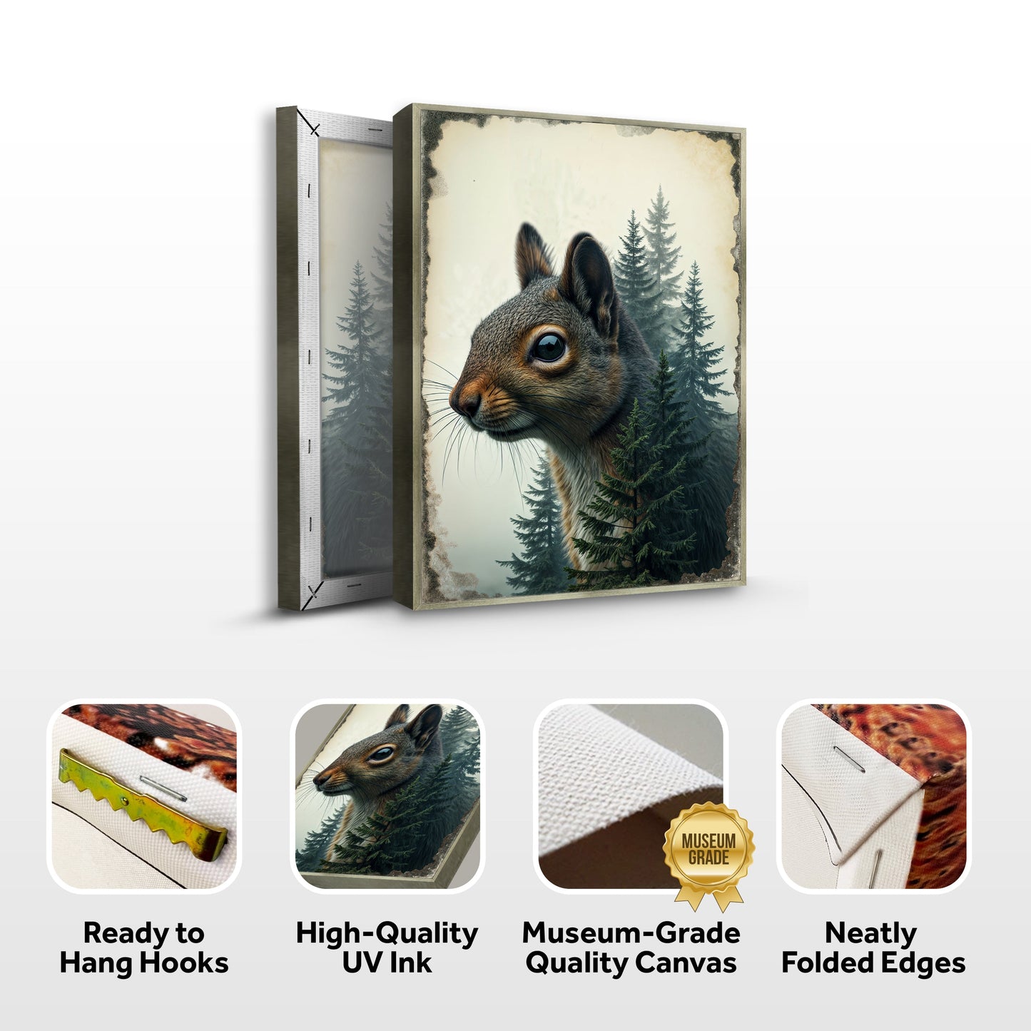 Squirrel Double Exposure Wall Art canvas by Tailored Canvases; forest backdrop on Tampa Home & Garden Store