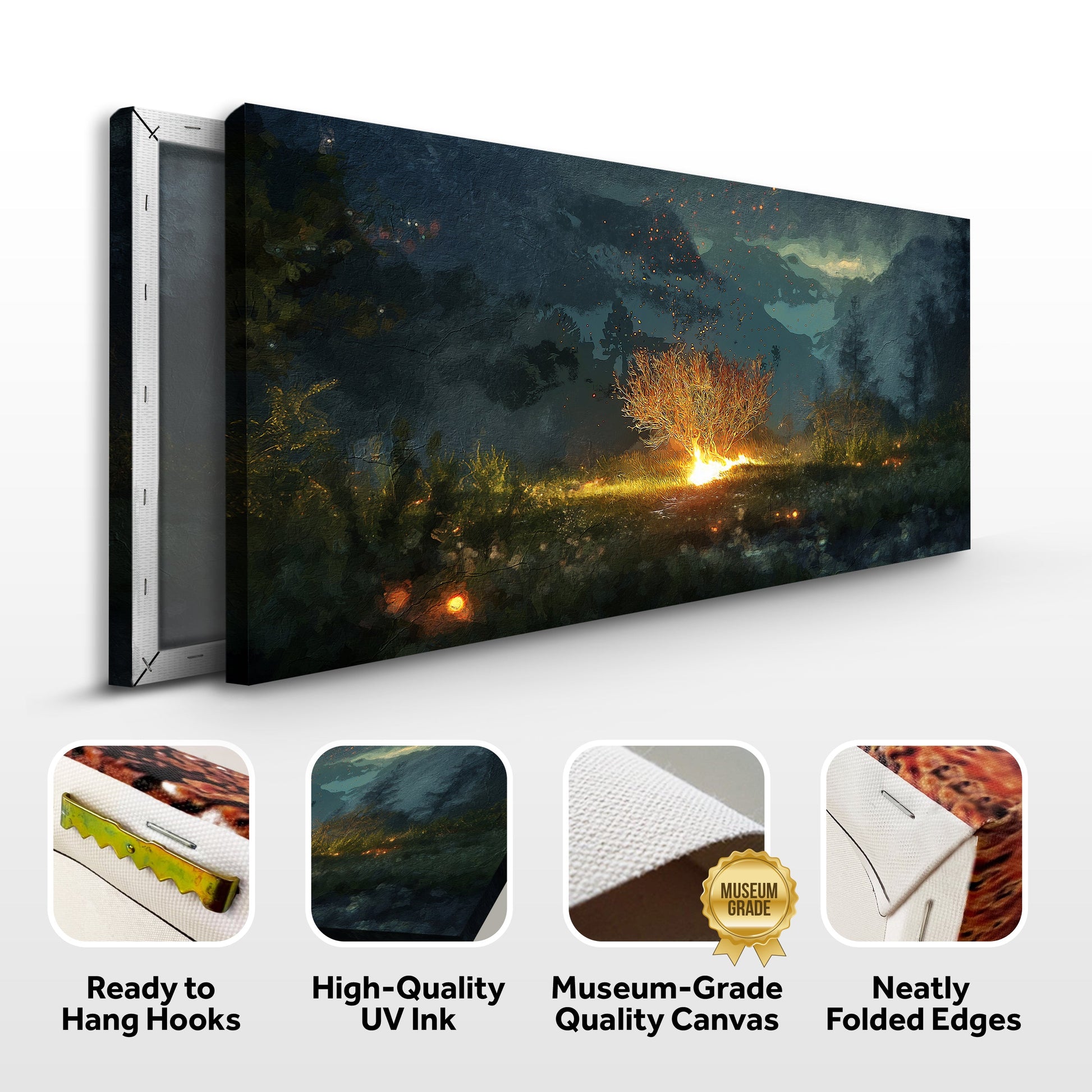 Canvas Holy Ground - Faith Wall Art by Tailored Canvases; dark landscape with glowing embers on Tampa Home & Garden Store