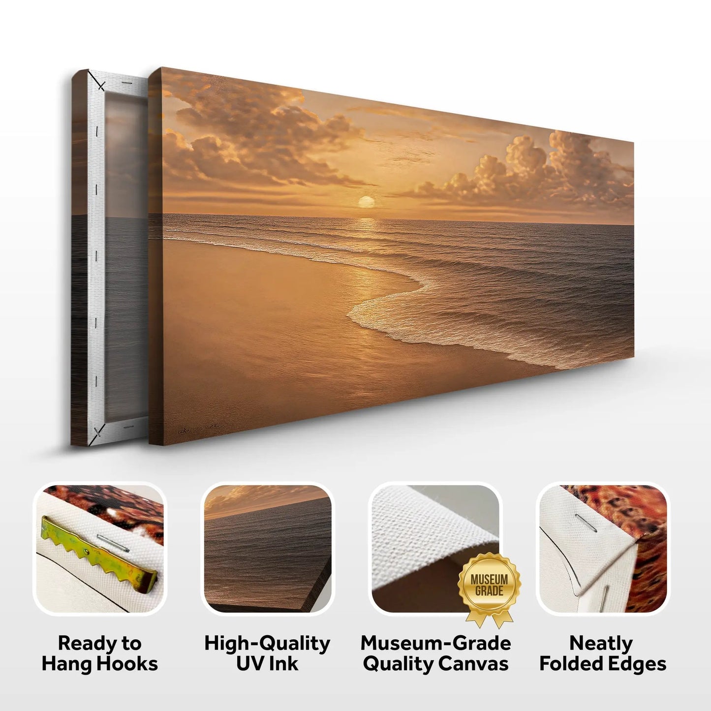 Beach Shoreline Coastal Wall Art VIII canvas set of 3 by Tailored Canvases with sunset over sea on Tampa Home & Garden Store