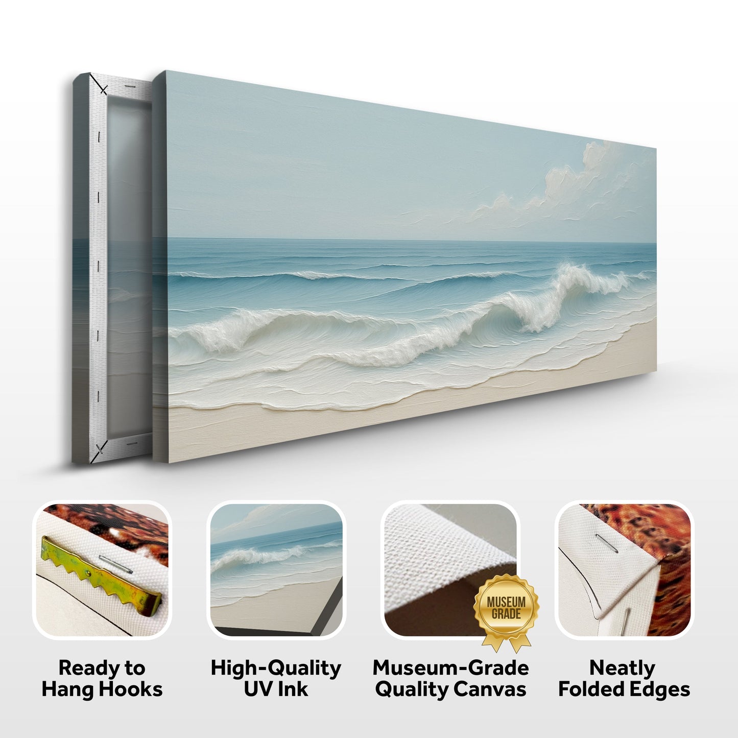 Canvas Serene Ocean Wave Coastal Wall Art VIII Tailored Canvases, 3-panel ocean-blue seascape on Tampa Home & Garden Store