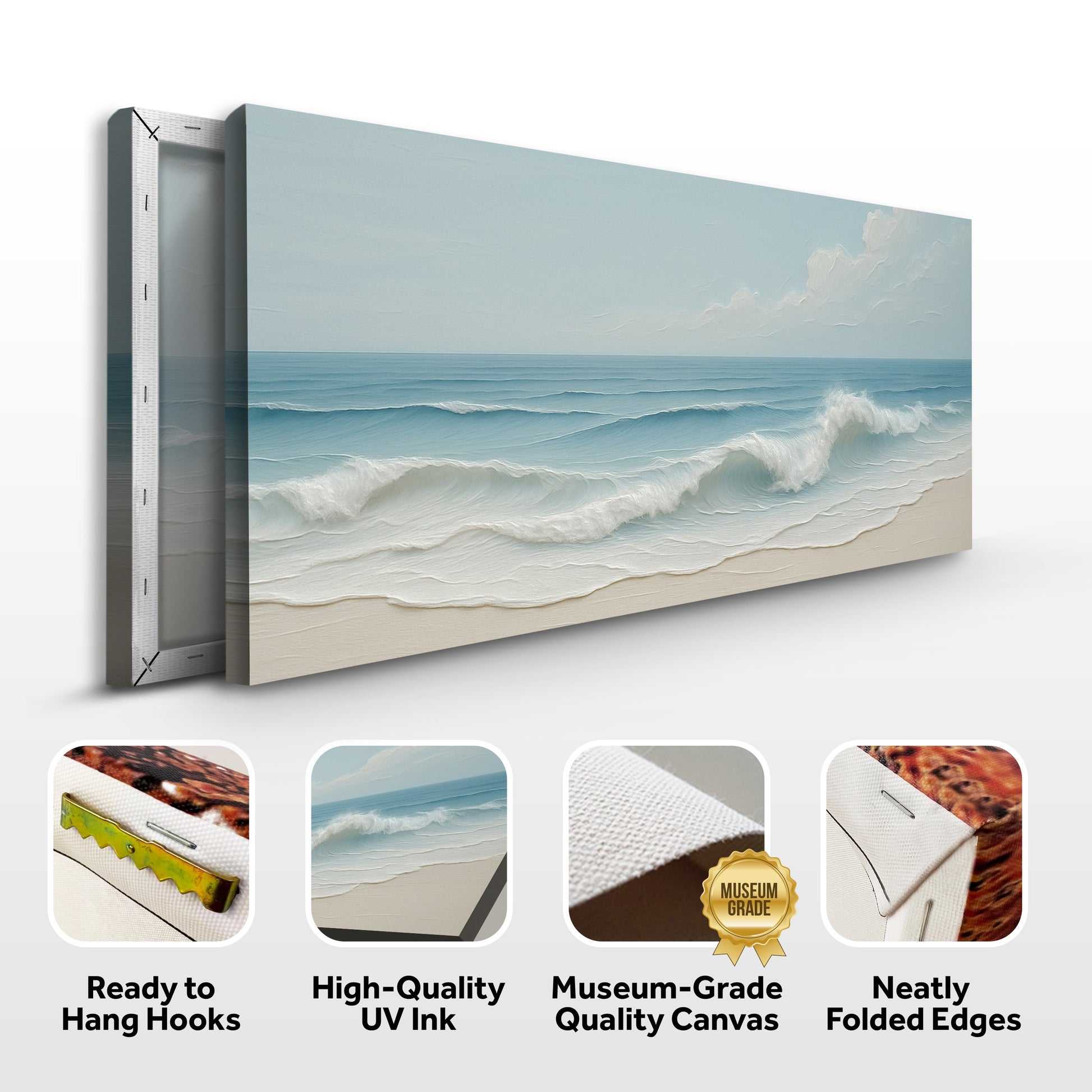Canvas Serene Ocean Wave Coastal Wall Art VIII Tailored Canvases, 3-panel ocean-blue seascape on Tampa Home & Garden Store