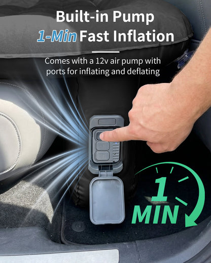 Umbrauto Back Seat Car Air Mattress with built-in pump, cordless 1-click setup, gray surface on Tampa Home & Garden Store