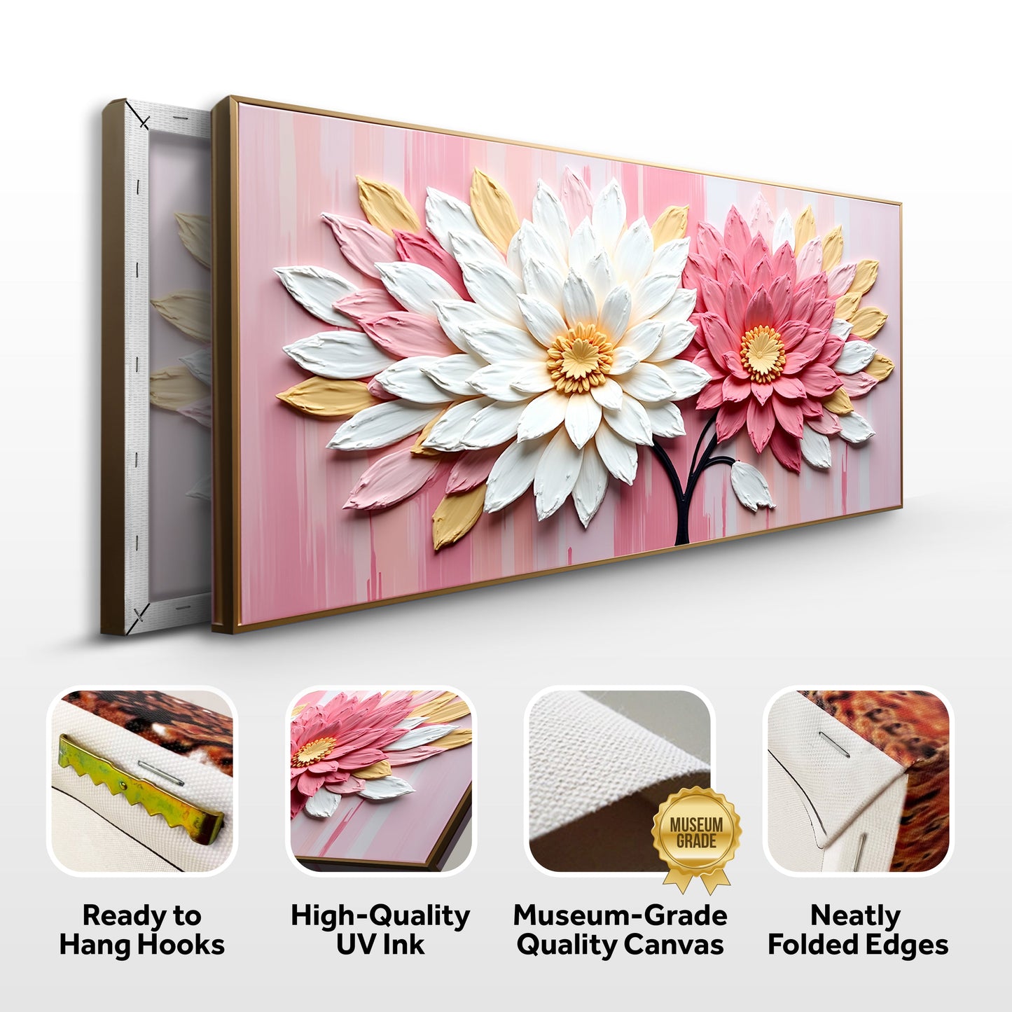 Blushing Blooms Pink Wall Art canvas by Tailored Canvases, pink floral crafting canvas on Tampa Home & Garden Store