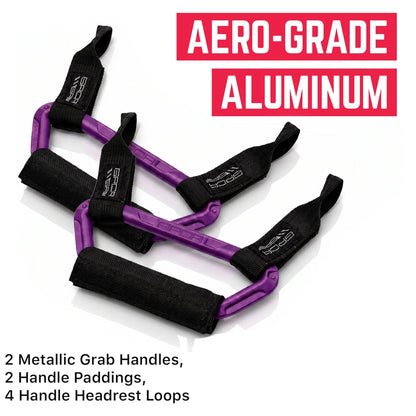 GP Back Grip PRO rear headrest handles pair in purple aluminum with black nylon straps GPCA on Tampa Home & Garden Store