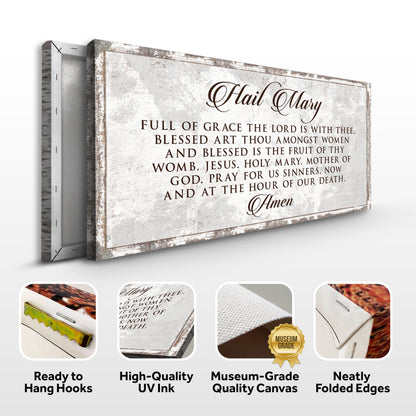 The Hail Mary Faith Sign II canvas by Tailored Canvases with a distressed rustic frame on Tampa Home & Garden Store