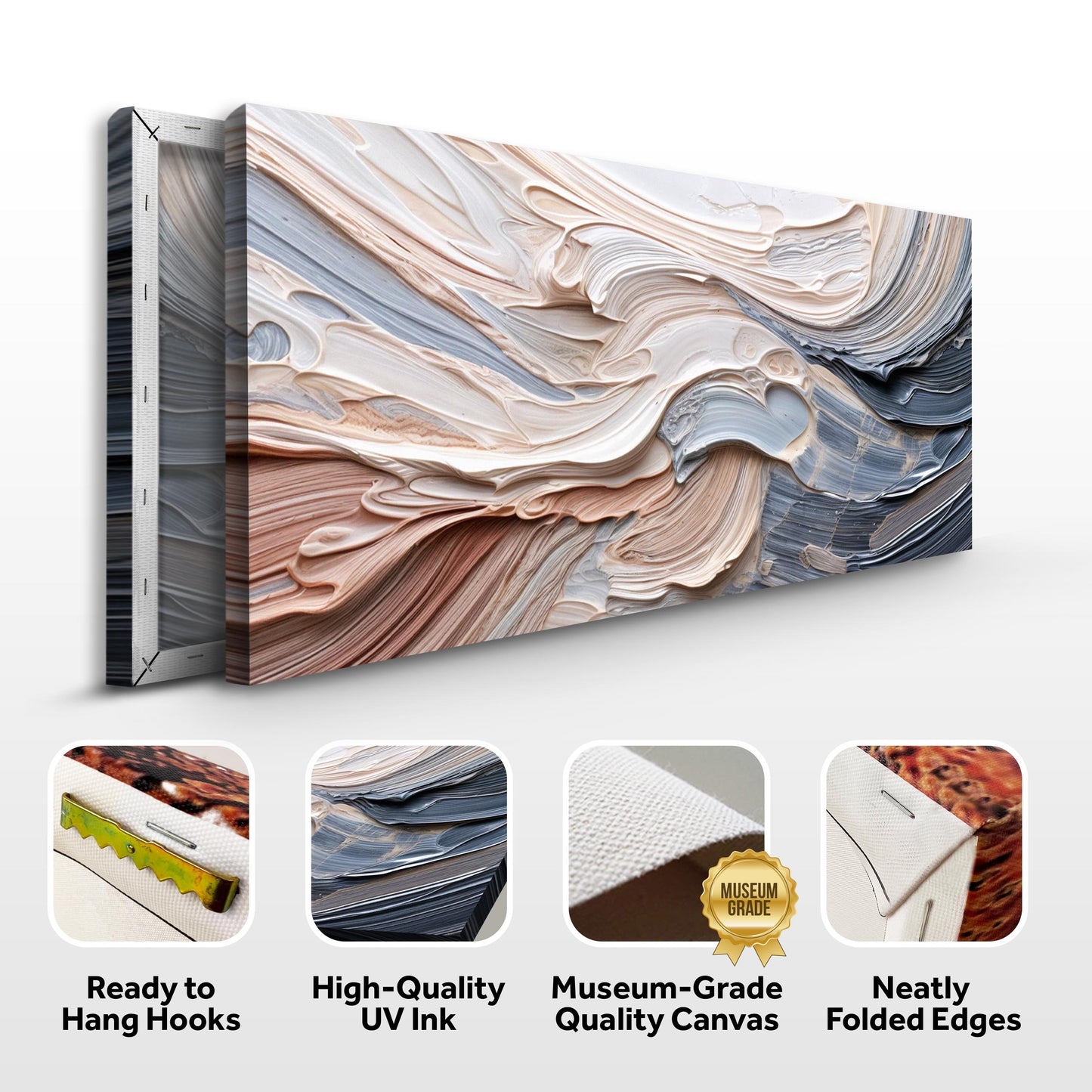 Rough Minimalist Wall Art canvas, 3-panel beige-gray swirls by Tailored Canvases on Tampa Home & Garden Store
