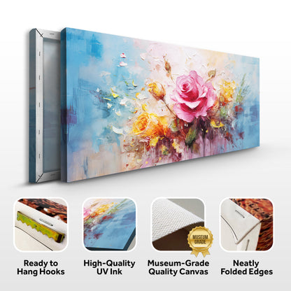 Rose Flower Wall Art canvas by Tailored Canvases blue pink floral on crafting canvas on Tampa Home & Garden Store