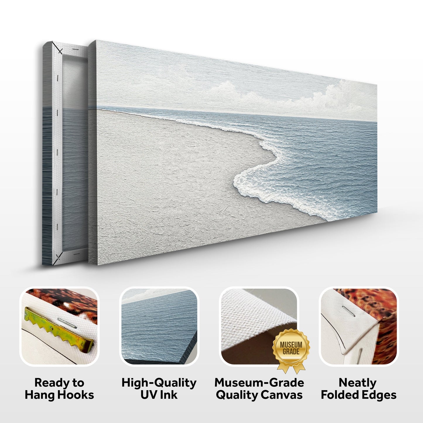 Abstract Beach Shore Wall Art canvas, 3-panel crafting canvas by Tailored Canvases, ocean tones on Tampa Home & Garden Store