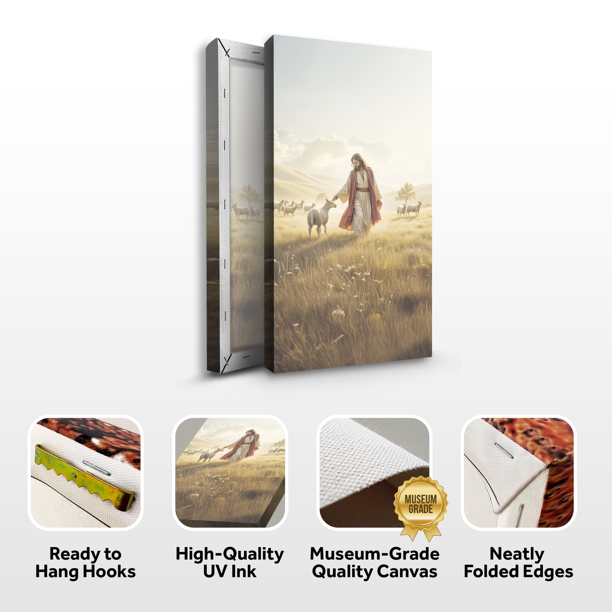 99 Faith Wall Art VI Canvas by Tailored Canvases warm pastoral scene with Jesus and sheep on Tampa Home & Garden Store
