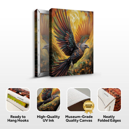Flight Of Fancy Bird Wall Art canvas Tailored Canvases, vivid wings on yellow backdrop on Tampa Home & Garden Store