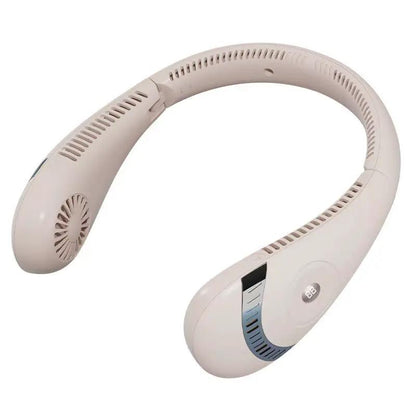 Portable Hanging Neck Fan USB LED Display 5 Gear