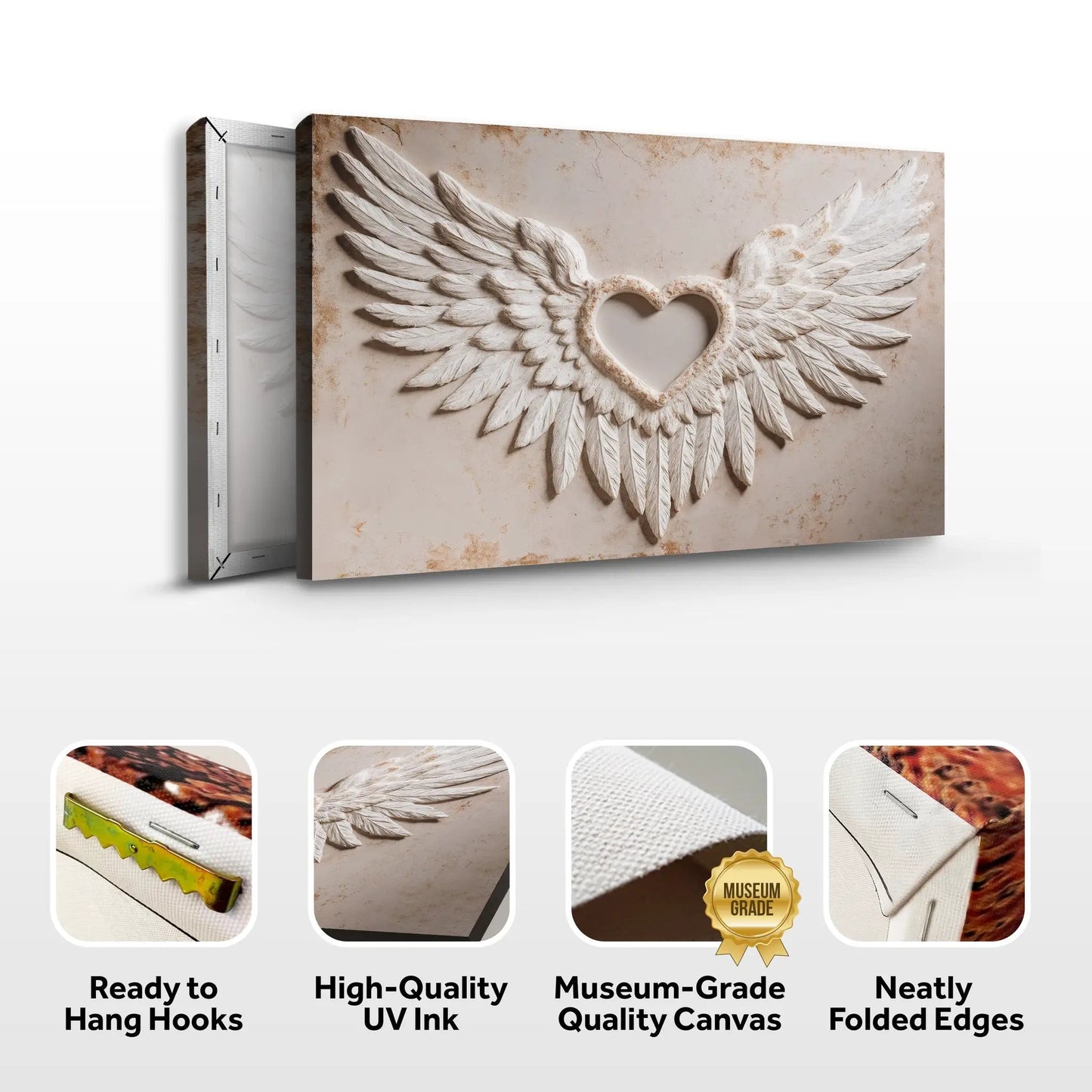 Wings of Love Abstract Wall Art II crafting canvas winged heart relief in beige on Tampa Home & Garden Store