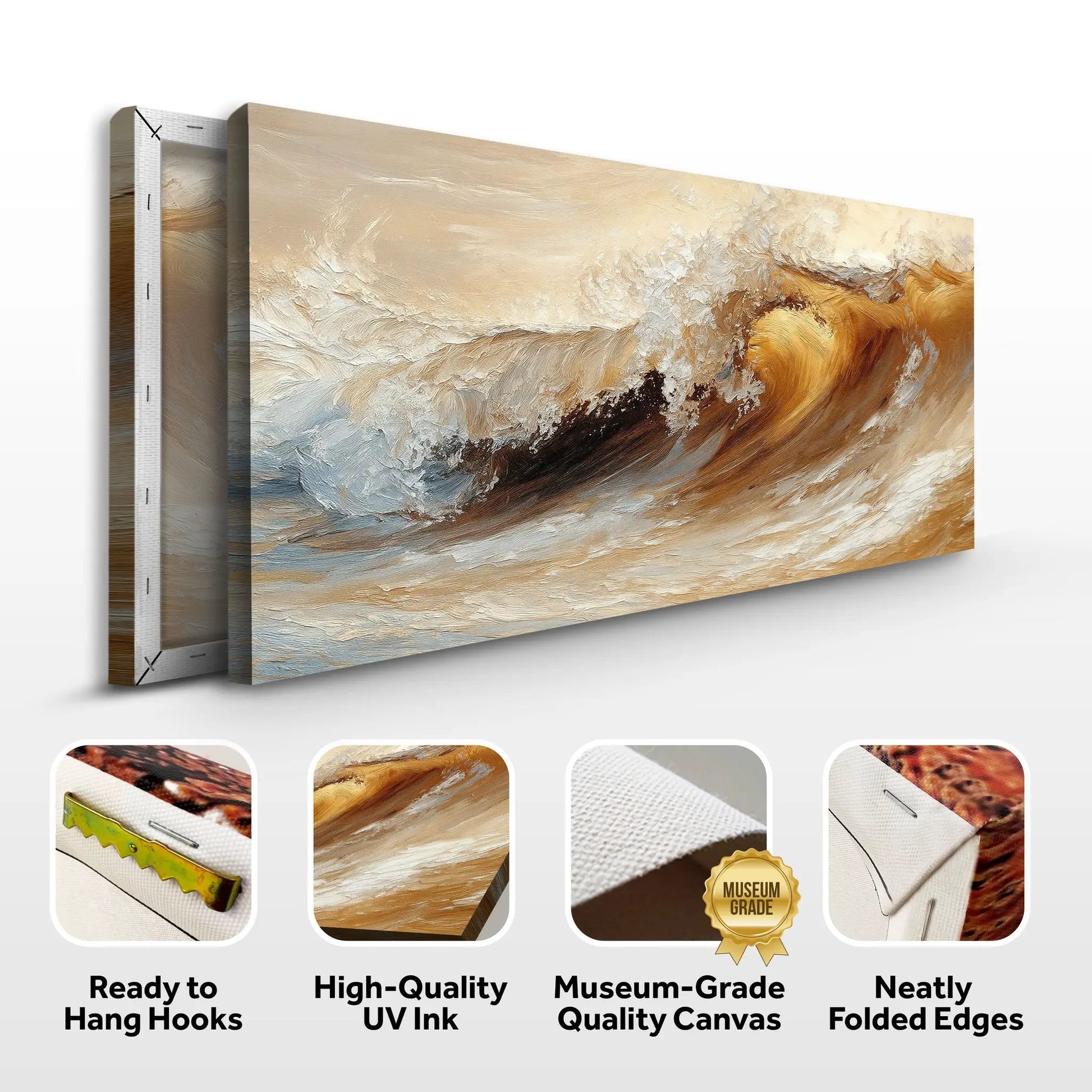 Ocean Wave Seascape Wall Art III canvas set of 3 by Tailored Canvases in beige and blue tones on Tampa Home & Garden Store