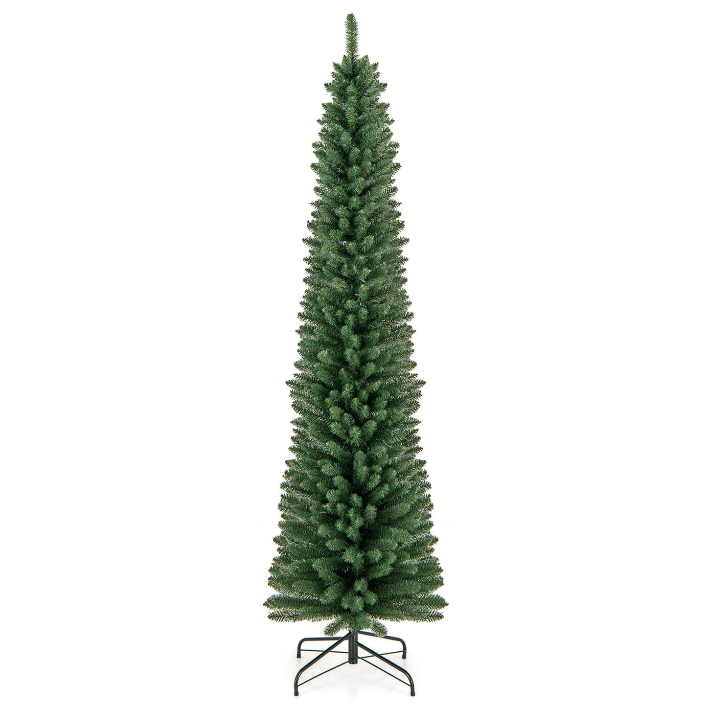 DirectDeals 5/6/7/8 ft pencil Christmas tree with memory wire tips and metal stand on Tampa Home & Garden Store