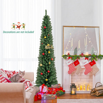 DirectDeals pencil Christmas tree, 5/6/7/8 ft with memory-wire tips and upgraded metal stand on Tampa Home & Garden Store