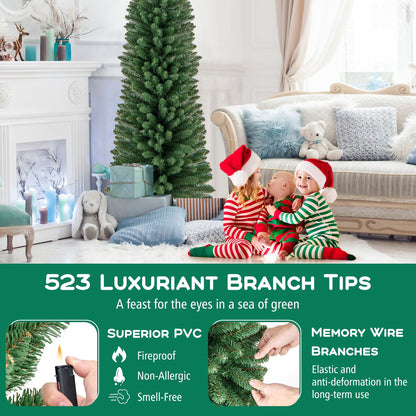 DirectDeals 5/6/7/8 ft pencil green tree with memory wire branch tips and upgraded metal stand on Tampa Home & Garden Store