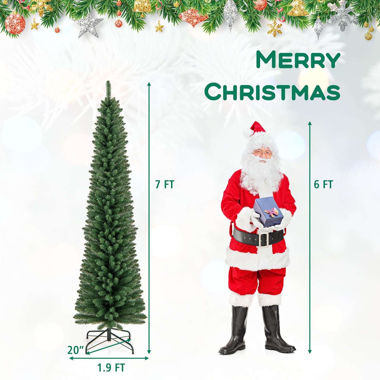 7 ft pencil Christmas tree with memory wire branches and upgraded metal stand DirectDeals on Tampa Home & Garden Store