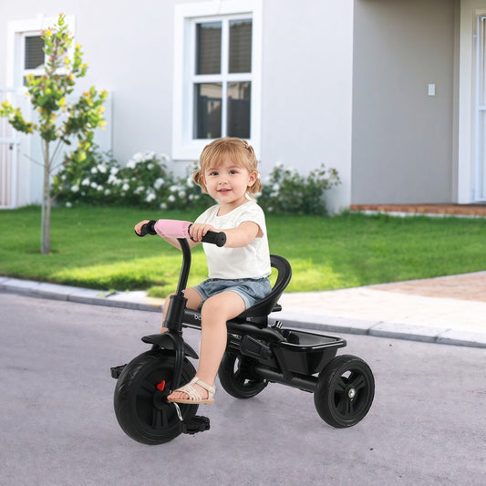 7-in-1 Baby Stroller Tricycle with Adjustable Canopy and Foldable Footrests for Ages 9-60 Months Old - Tampa Home & Garden Store
