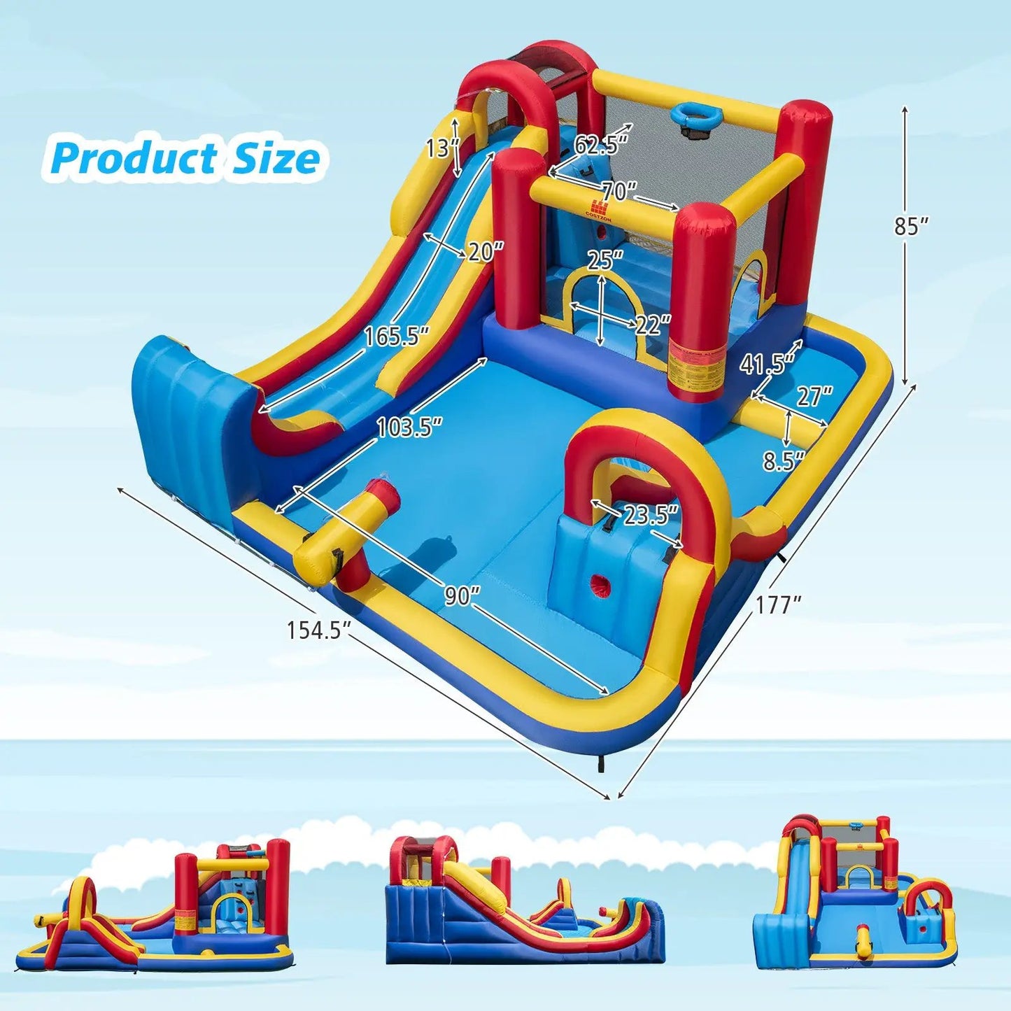 7 In 1 Outdoor Inflatable Bounce House With Slides