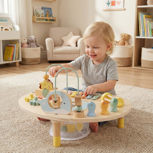 7-in-1 Toddler Activity Table Montessori Sensory Toy for 12 Month+ Wooden Musical Play Table - Tampa Home & Garden Store