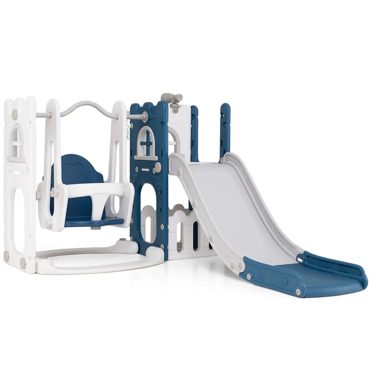 7 in 1 Toddler Swing and Slide Set Basketball Hoop