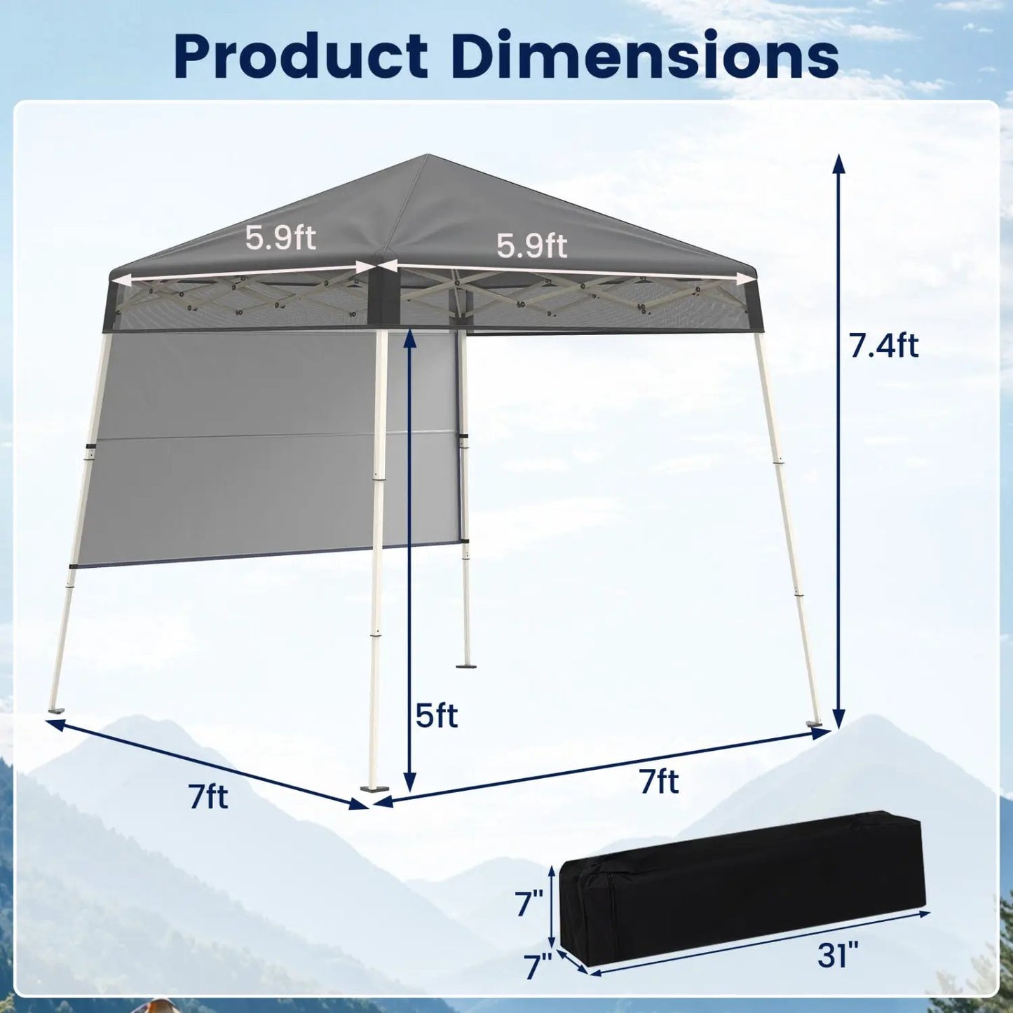 7 by 7 ft Pop Up Canopy Tent and Center Lock
