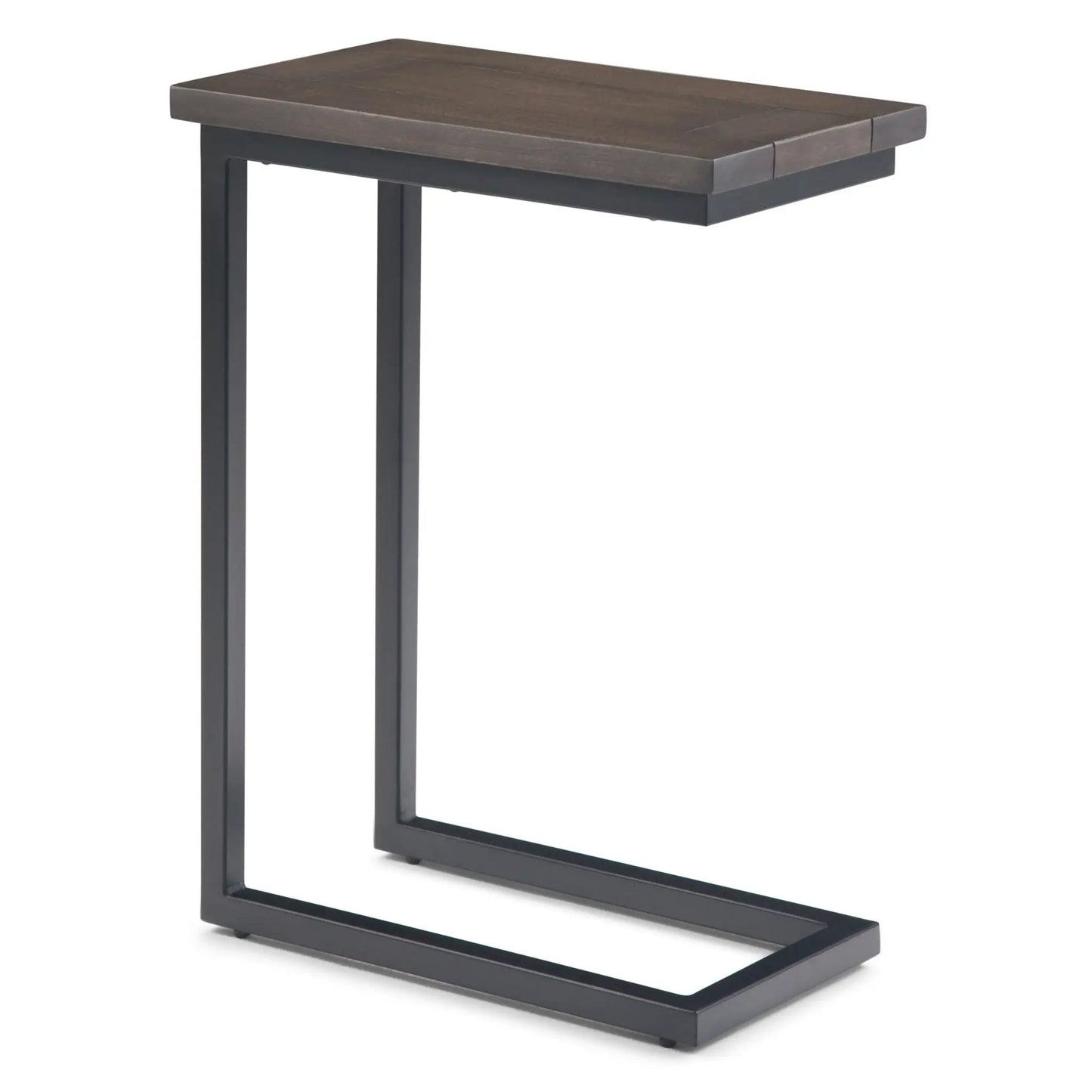 Skyler C Side Handcrafted Table by Unique Piece Furniture, dark wood top with black metal frame on Tampa Home & Garden Store