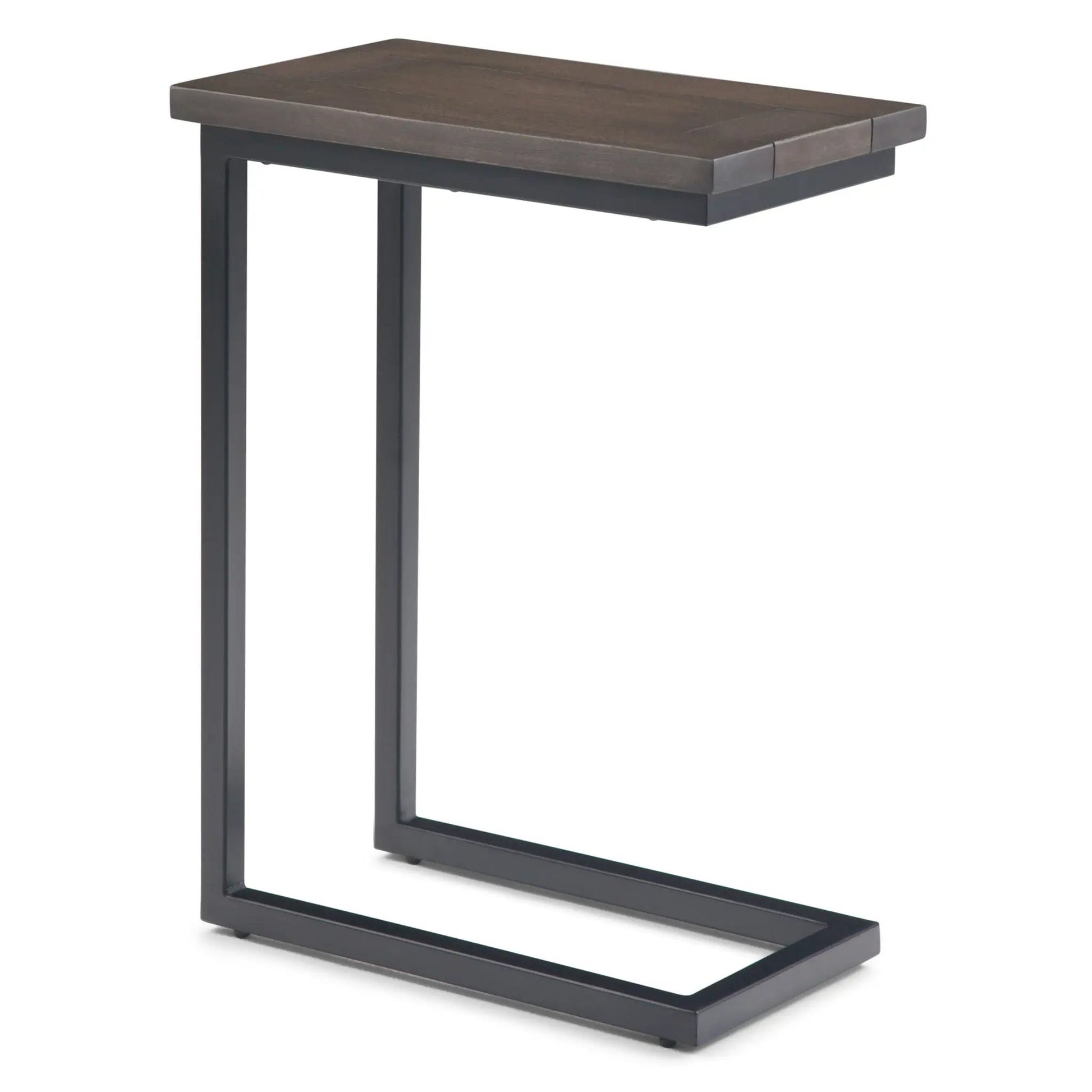 Skyler C Side Handcrafted Table by Unique Piece Furniture, dark wood top with black metal frame on Tampa Home & Garden Store