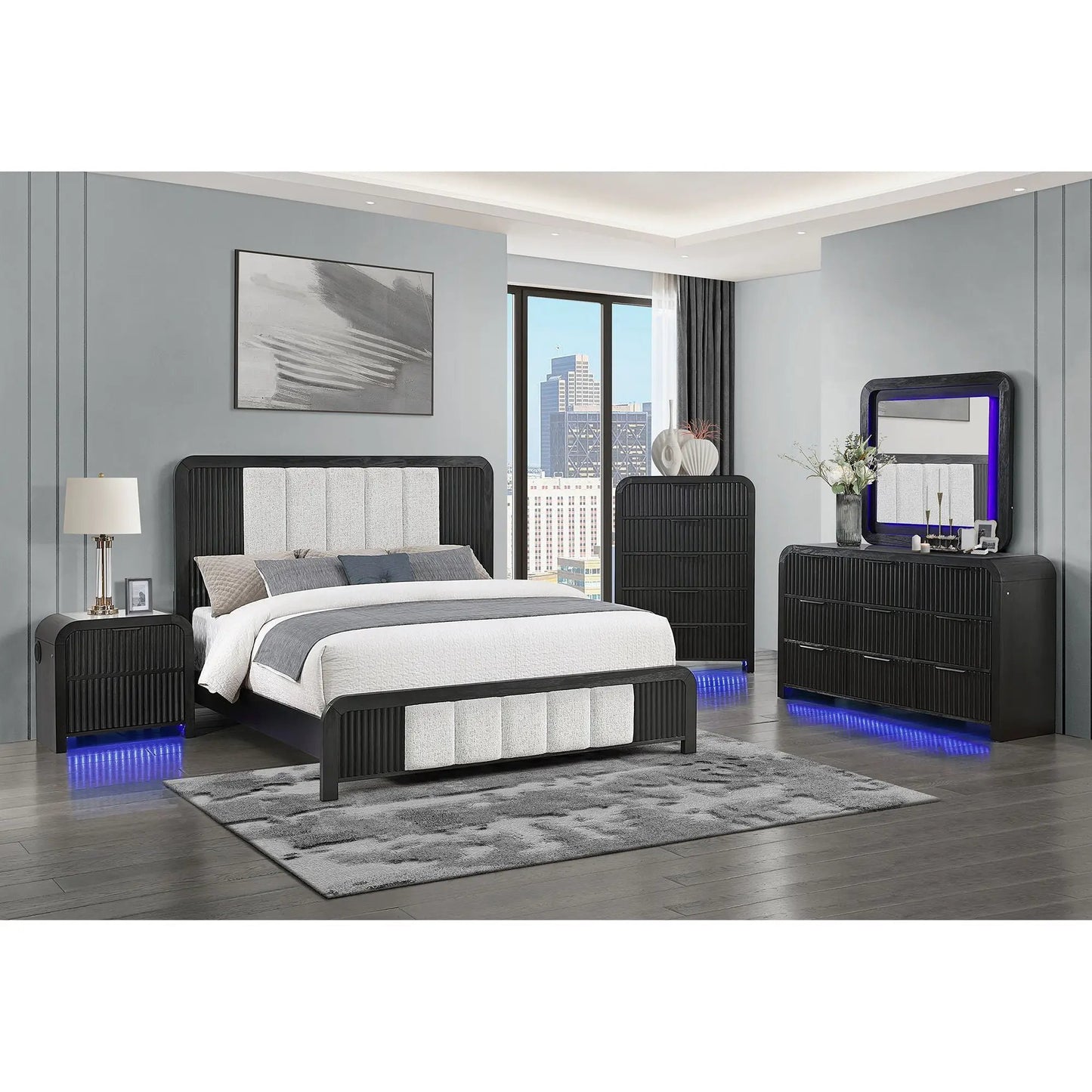 Beverly Bed With Fluted Detailing and Low Profile