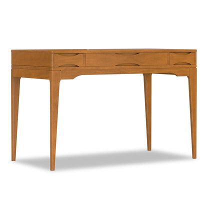 Harper Handcrafted Desk compact office writing desk in honey oak with curved drawer fronts on Tampa Home & Garden Store