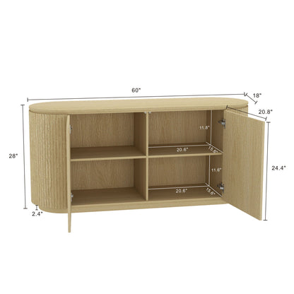 Oak sideboard 60-inch wide with adjustable shelves and handle-free doors by HouseOfZazla on Tampa Home & Garden Store