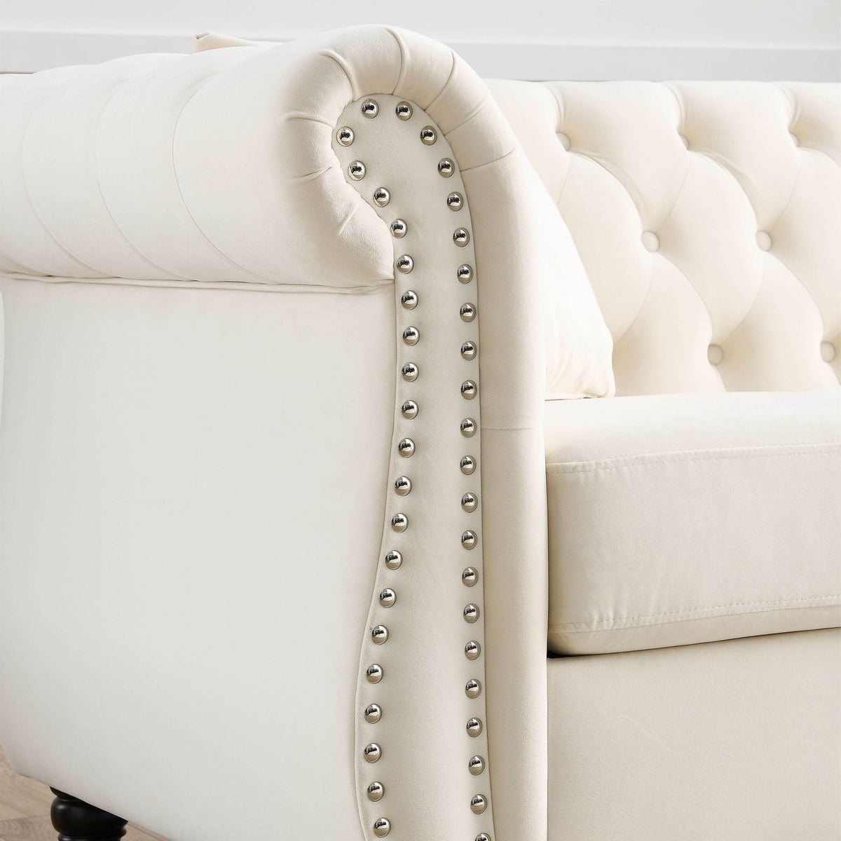Chesterfield Sofa With Nailhead Trim and Cushions