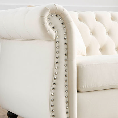 Chesterfield Sofa With Nailhead Trim and Cushions