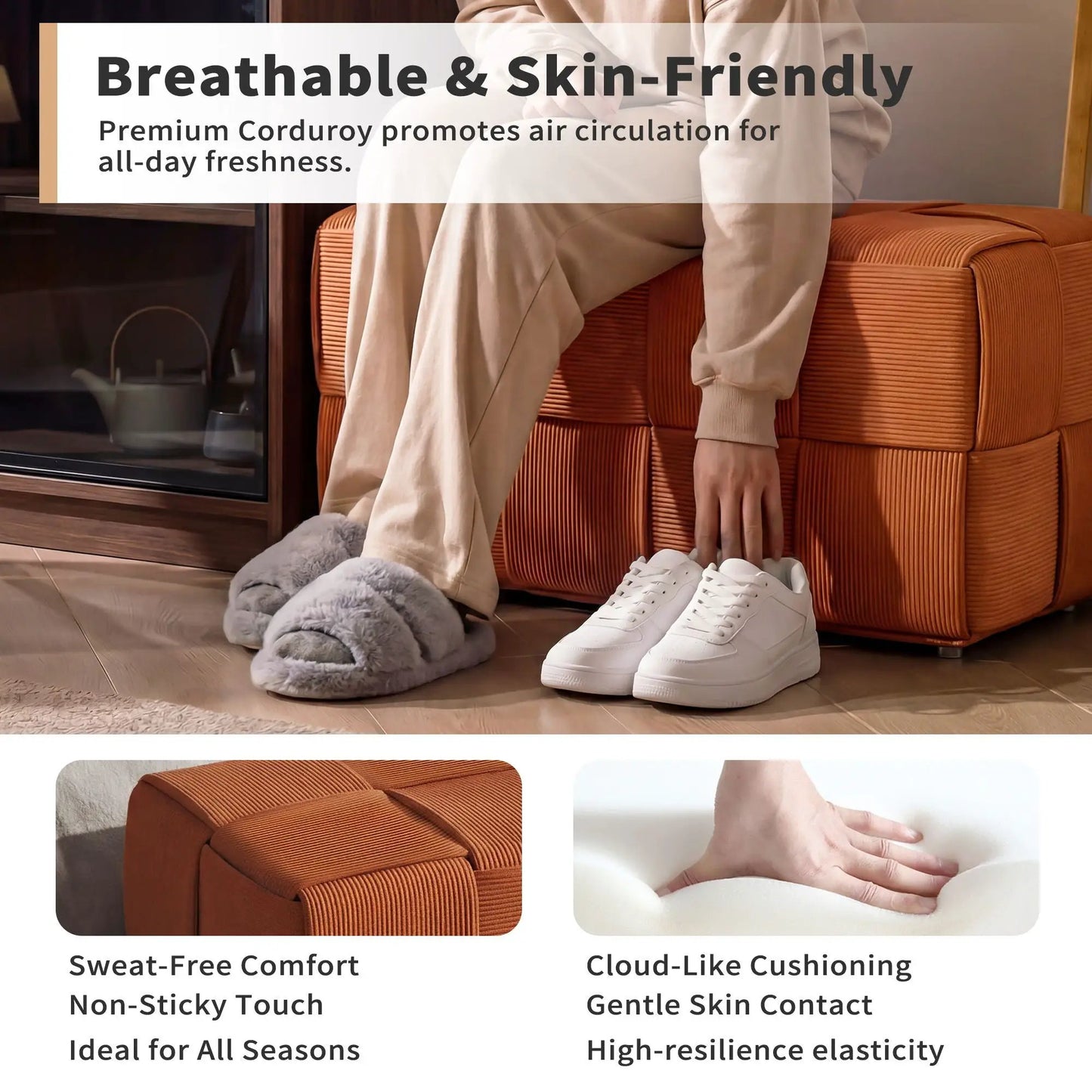 Modern Ottoman Foot Rest with Woven Design