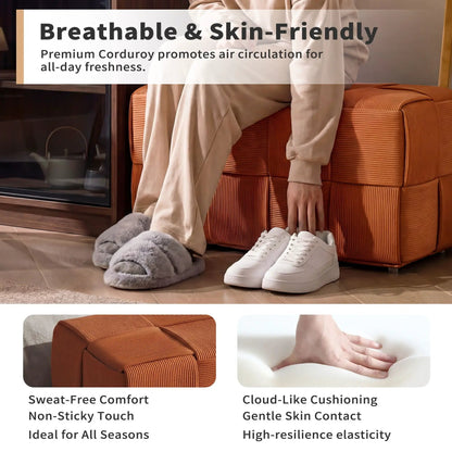 Modern Ottoman Foot Rest with Woven Design