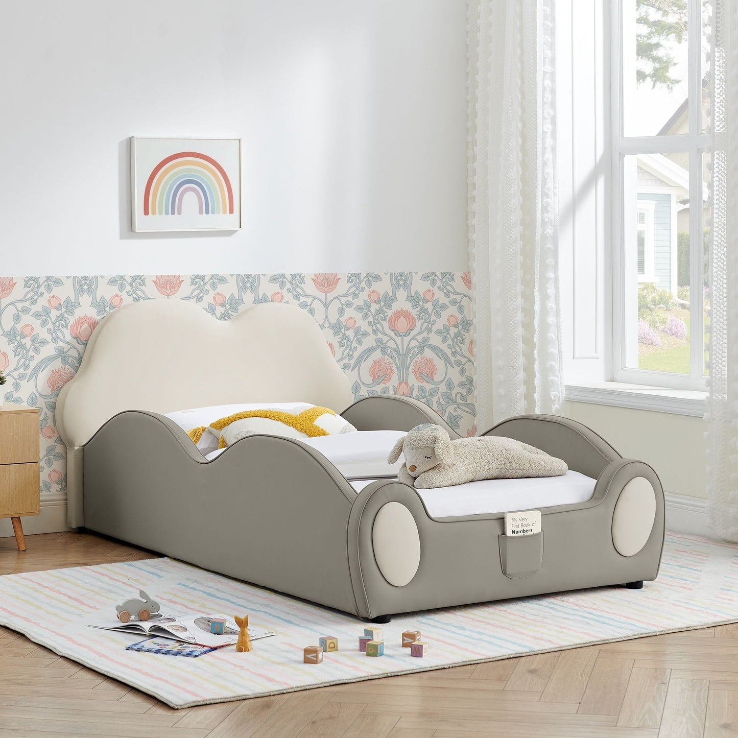Cloud Shape Bed With Guardrails and Kid Storage