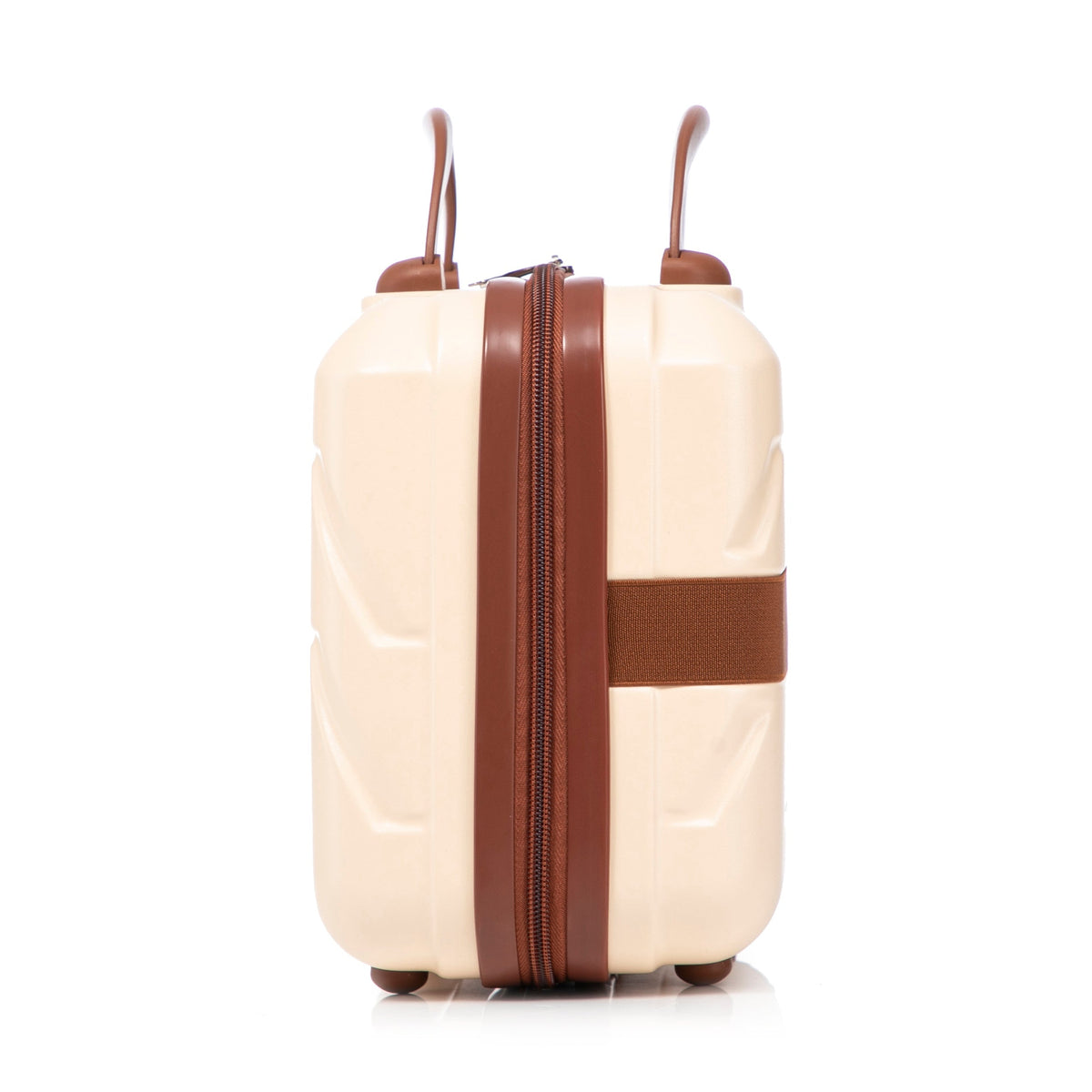 HouseOfZazla 2-Piece Beige ABS Spinner Wheel Luggage Set with brown straps on Tampa Home & Garden Store