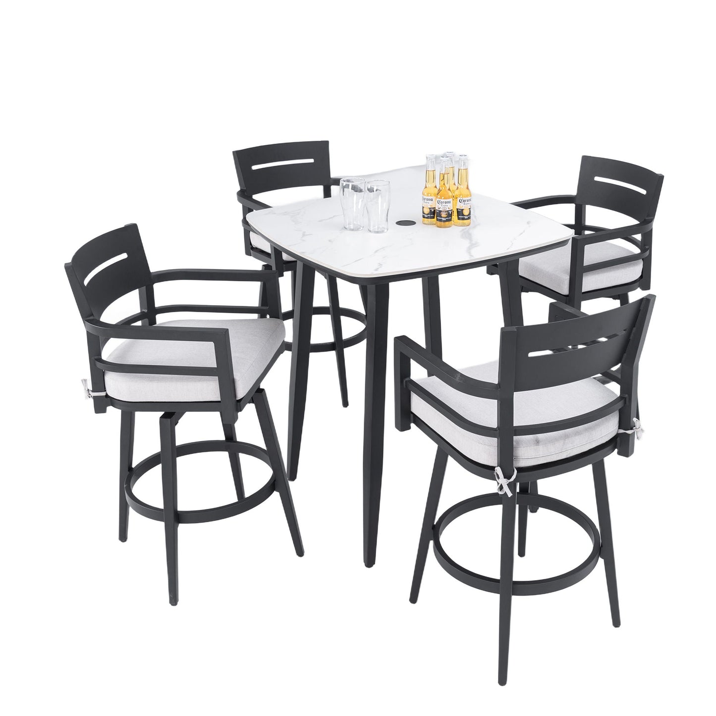 Modern Outdoor Aluminum Patio Bar Set And Stools