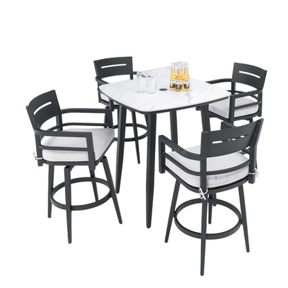 Modern Outdoor Aluminum Patio Bar Set And Stools