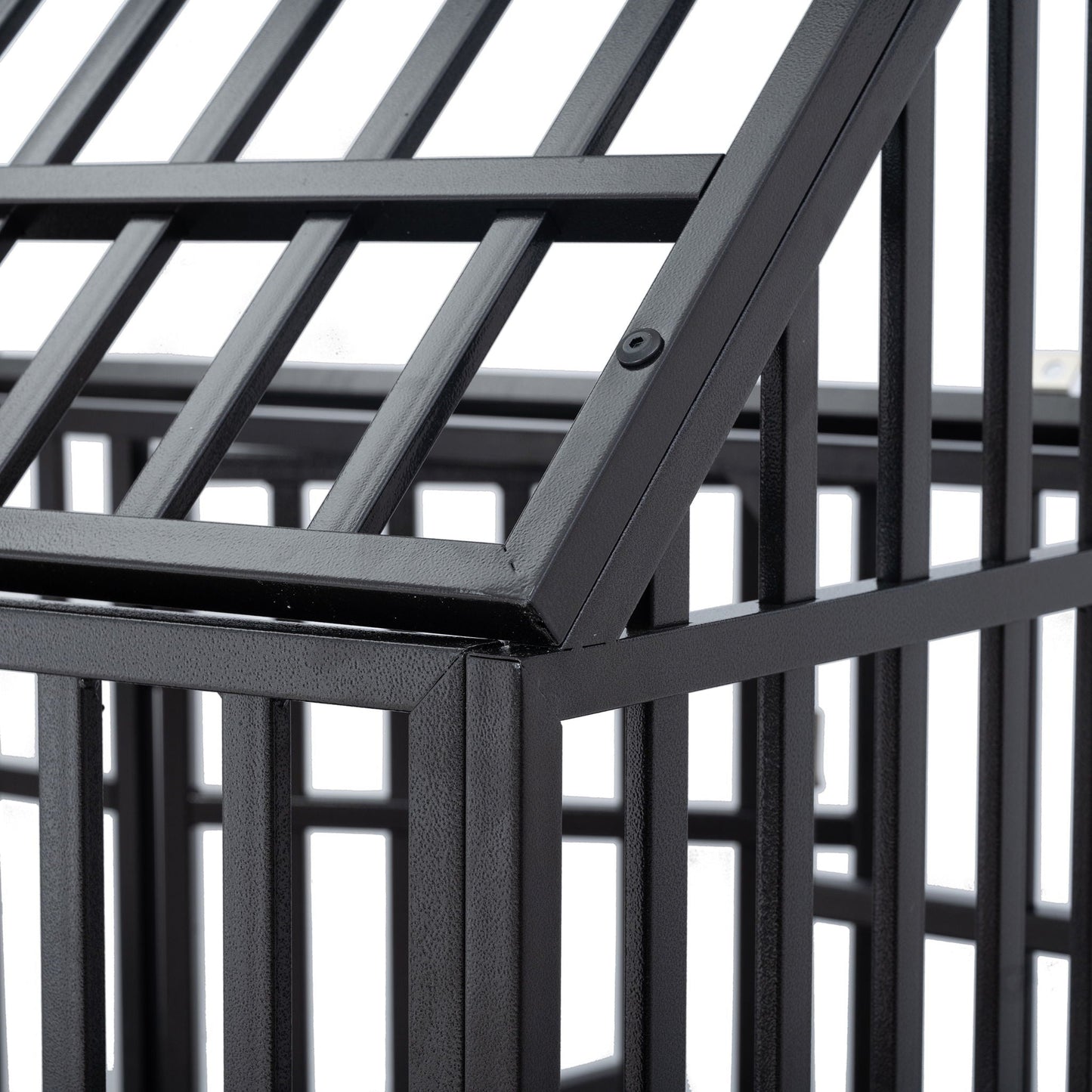 Heavy Duty Dog Crate Lockable Wheels frame close-up of black metal bars on Tampa Home & Garden Store
