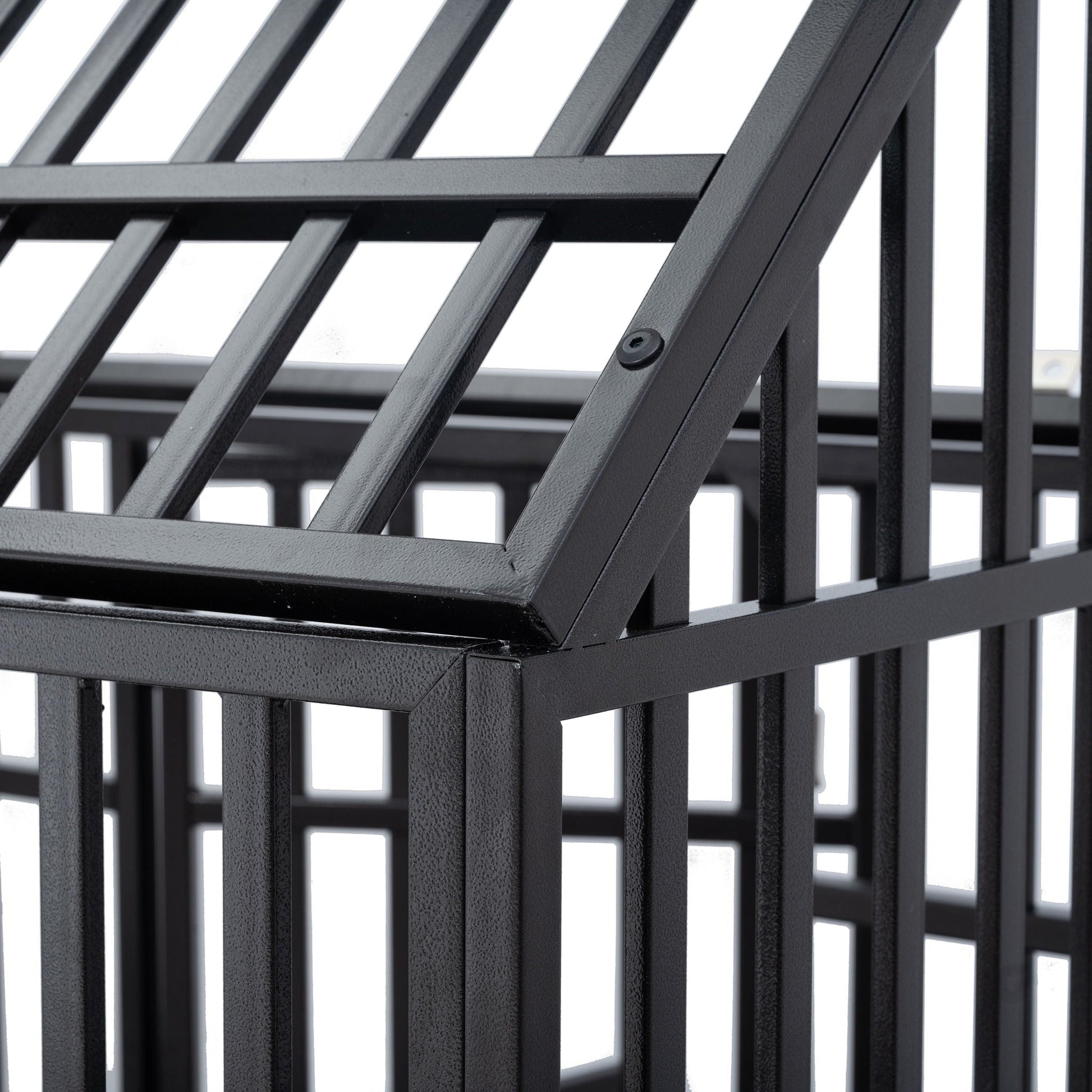 Heavy Duty Dog Crate Lockable Wheels frame close-up of black metal bars on Tampa Home & Garden Store