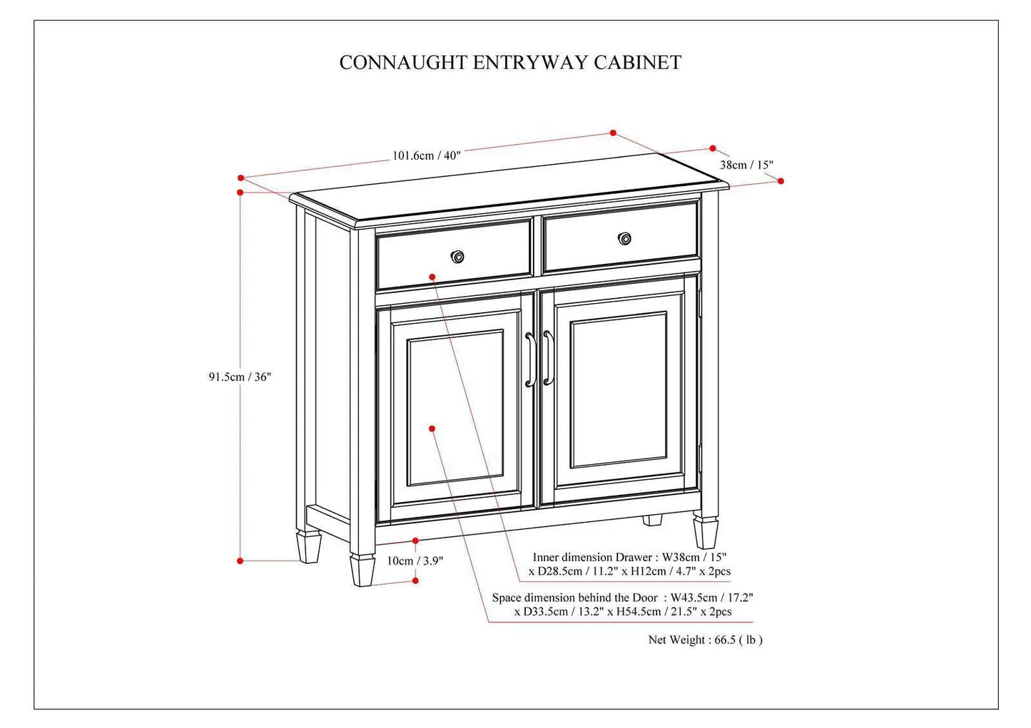 Connaught Solid Wood Entryway Storage Cabinet