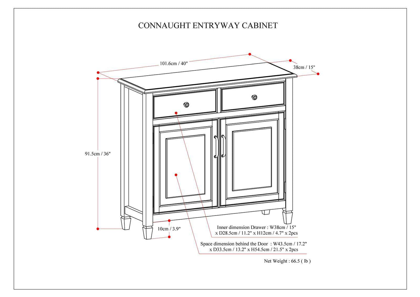 Connaught Entryway Storage Cabinet by HouseOfZazla with two drawers and two panel doors on Tampa Home & Garden Store