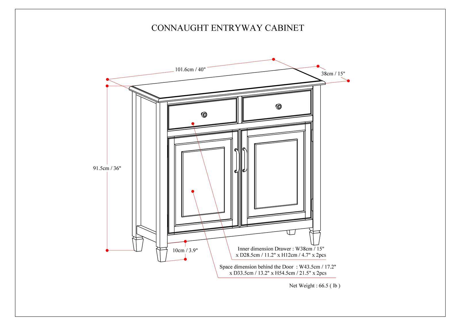 Connaught Entryway Storage Cabinet by HouseOfZazla with two drawers and two panel doors on Tampa Home & Garden Store