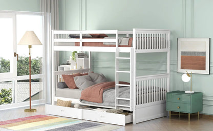 White bunk bed with ladders and two under-bed storage drawers on Tampa Home & Garden Store