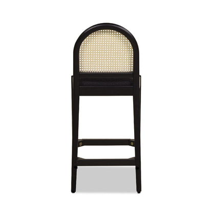 Curved Back Cane Counter Stool with Cane Webbing in black frame by HouseOfZazla, bar stool on Tampa Home & Garden Store