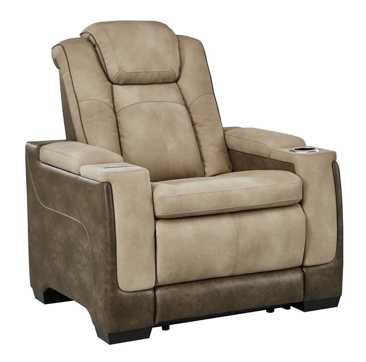 Next-Gen Durapella power recliner with adjustable headrest in tan upholstery by Unique Piece Furniture on Tampa Home & Garden Store