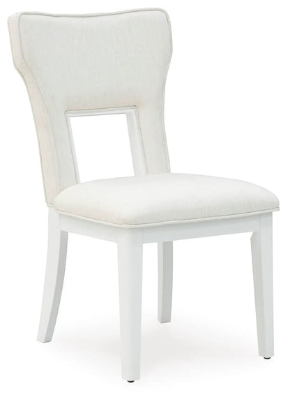 Chalanna dining upholstered side chair white fabric with white legs Unique Piece Furniture on Tampa Home & Garden Store