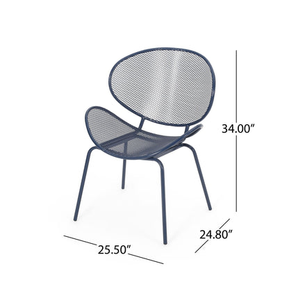 Elba Contemporary Armless Outdoor Chairs set of 2 in navy blue mesh by HouseOfZazla on Tampa Home & Garden Store
