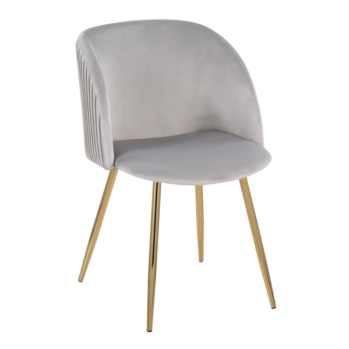 Pleated Waves Chair Set of 2 with gray upholstery and metal legs by HouseOfZazla on Tampa Home & Garden Store